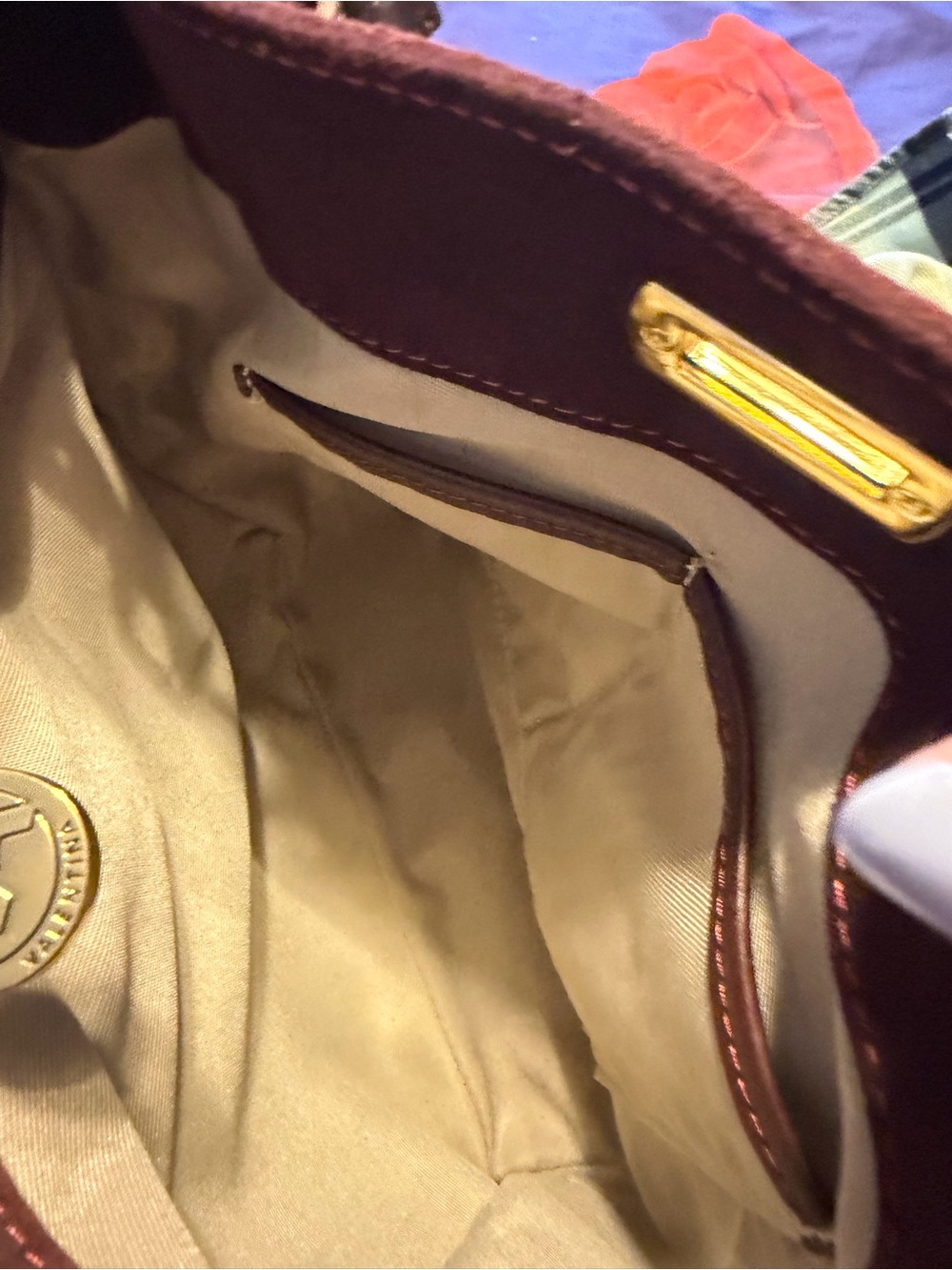 Valentina Designer Suede Shoulder Bag in Deep Burgundy - great condition - Picture 6 of 6